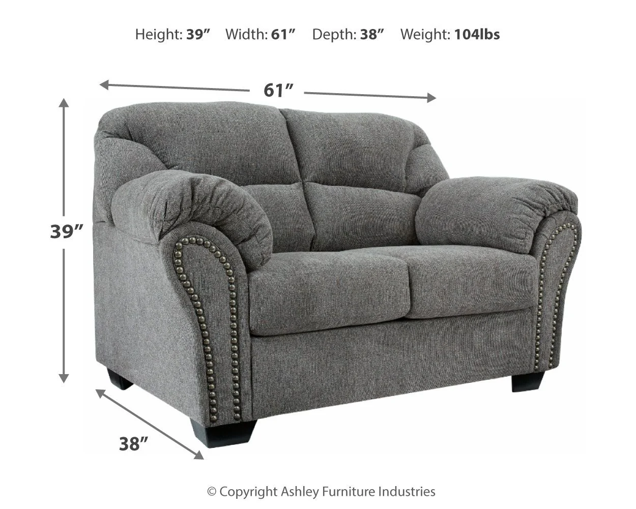 Allmaxx - Loveseat - Pewter - Image 3