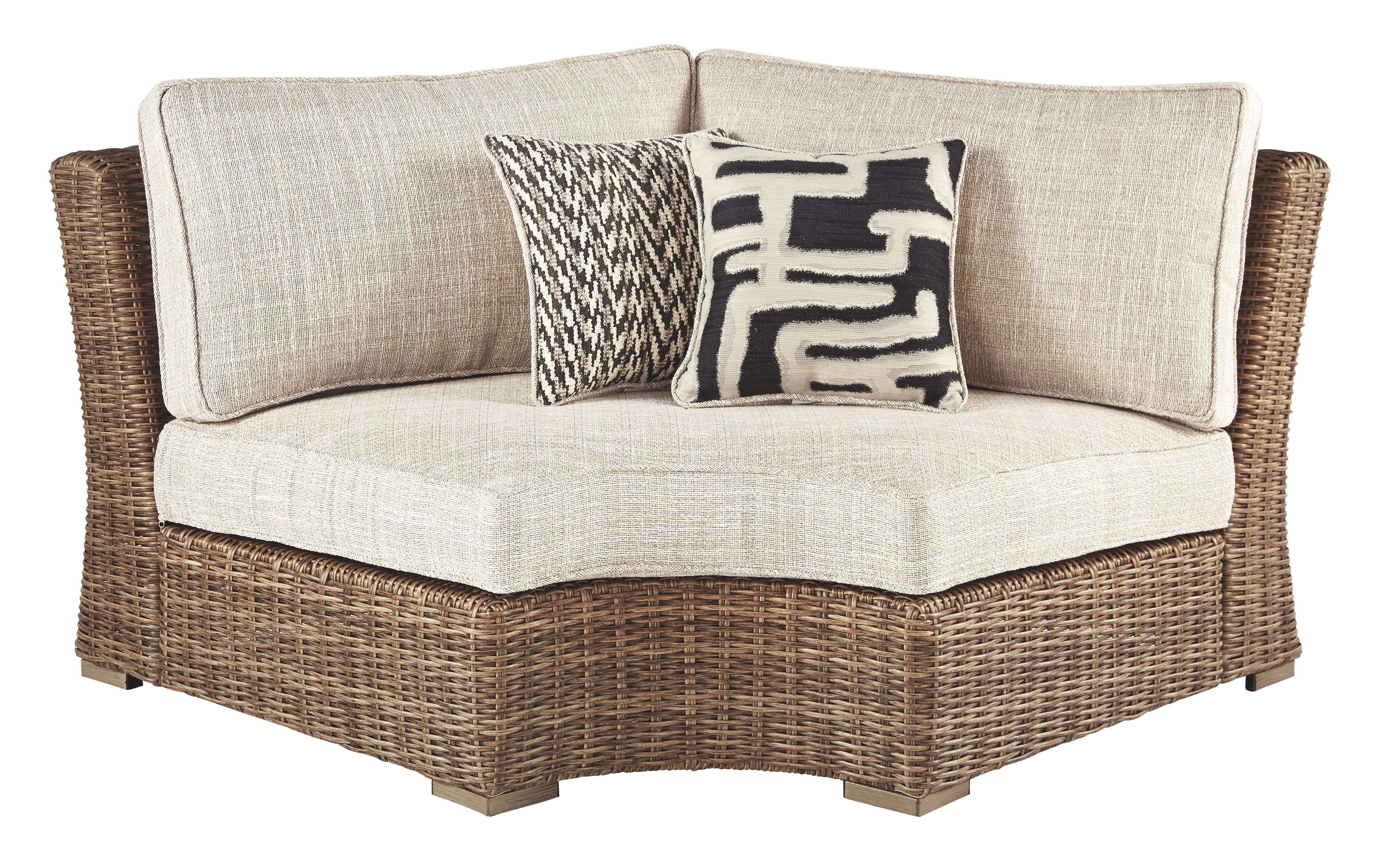 Beachcroft - Curved Corner Chair w/Cushion - Beige - Image 3