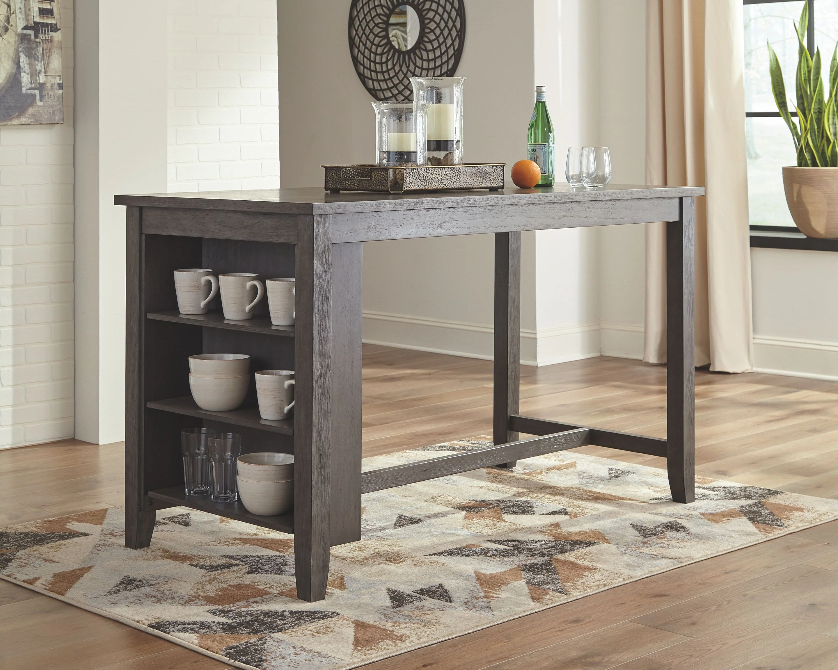 Caitbrook - Rectangular Dining Room Counter Table - Gray - Image 4