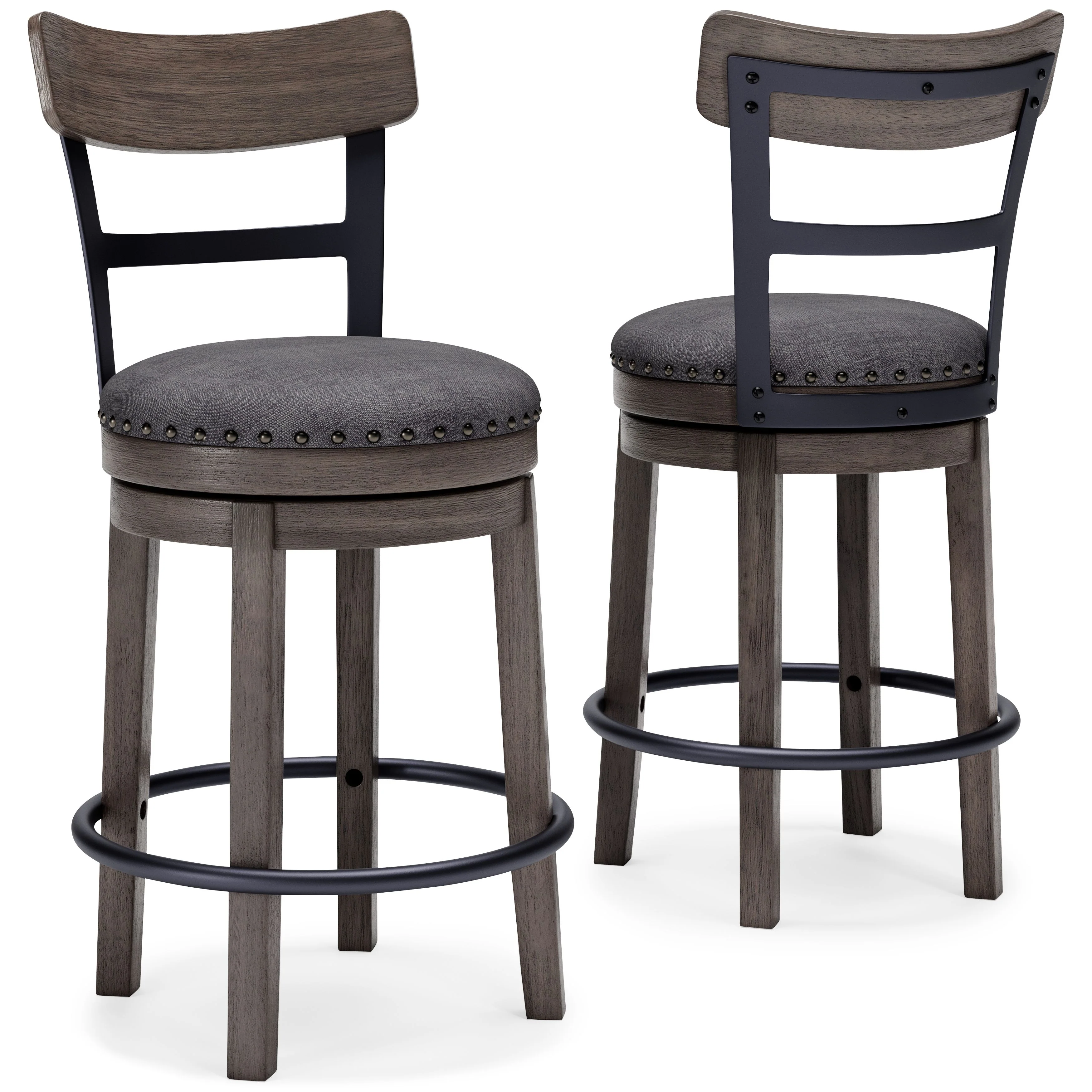 Caitbrook - UPH Swivel Barstool  - Gray - Image 3