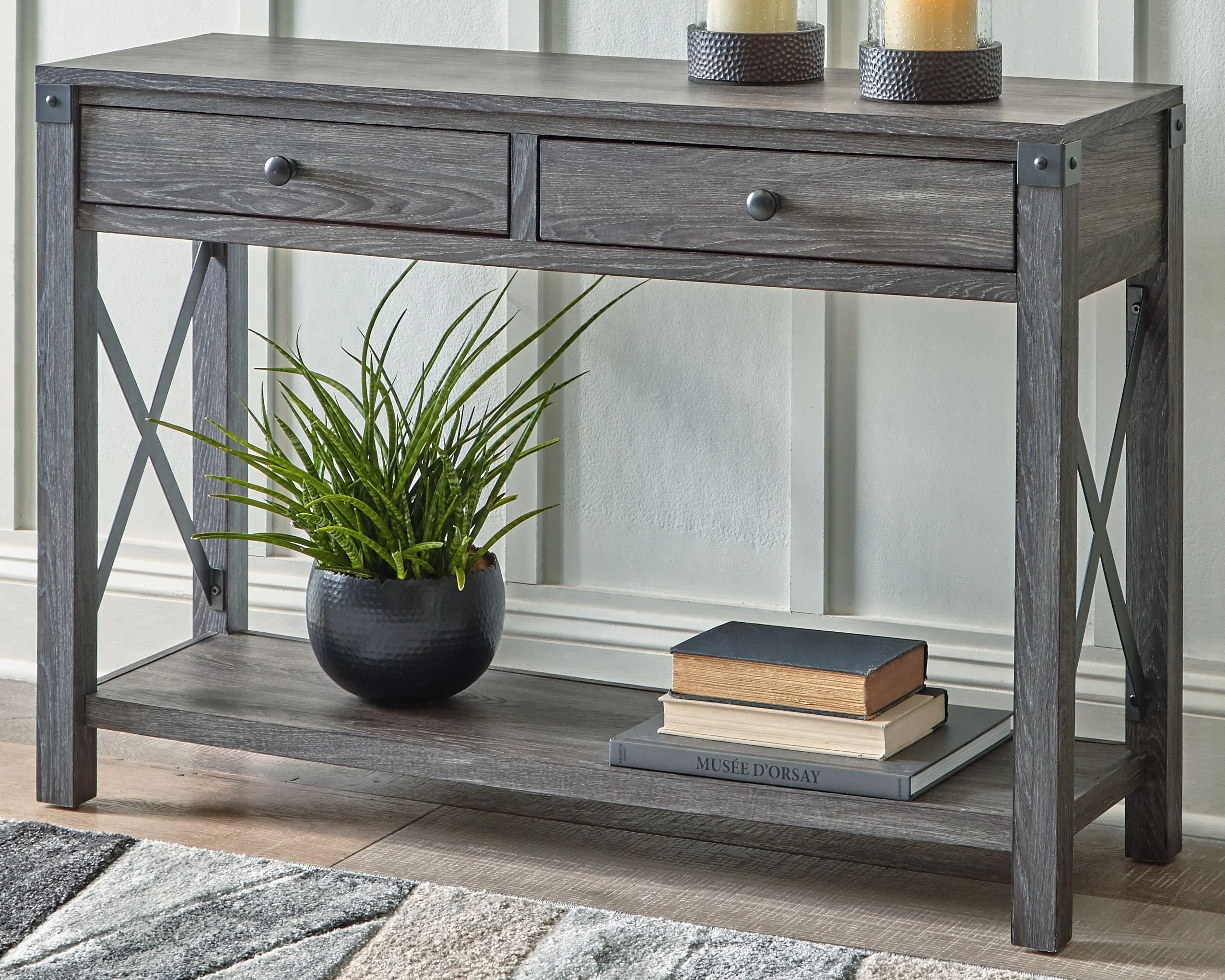 Freedan - Console Sofa Table - Grayish Brown - Image 3