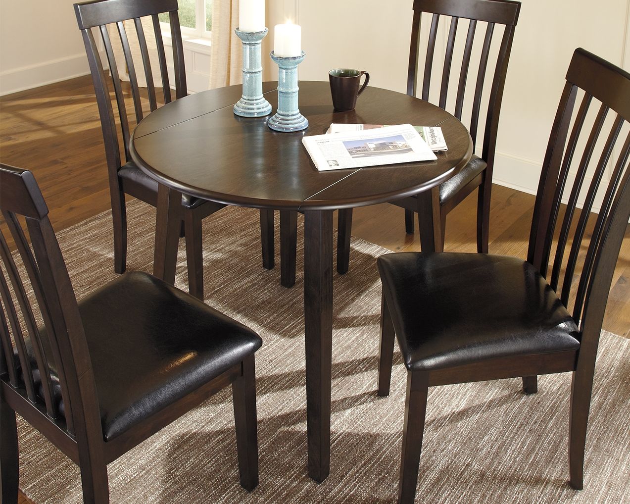 Hammis - Round DRM Drop Leaf Table - Dark Brown - Image 3