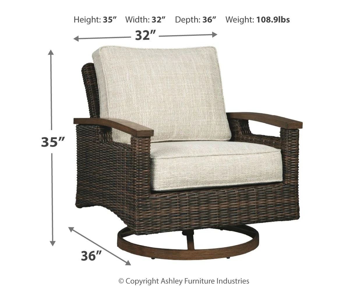 Paradise Trail - Medium Brown - Swivel Lounge Chair - Image 3