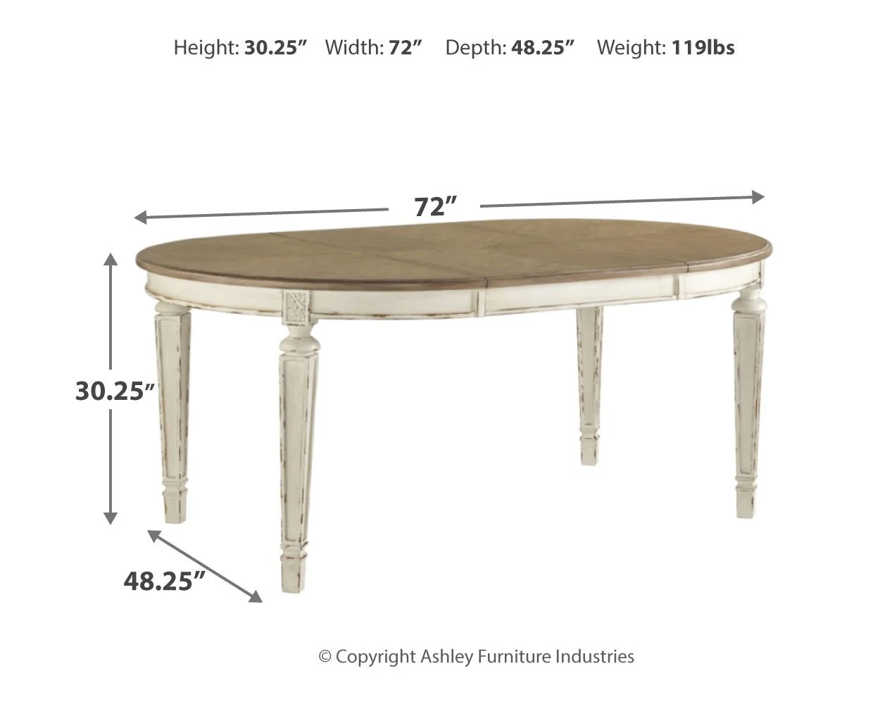 Realyn - Oval Dining Room Extension Table - Chipped White - Image 3