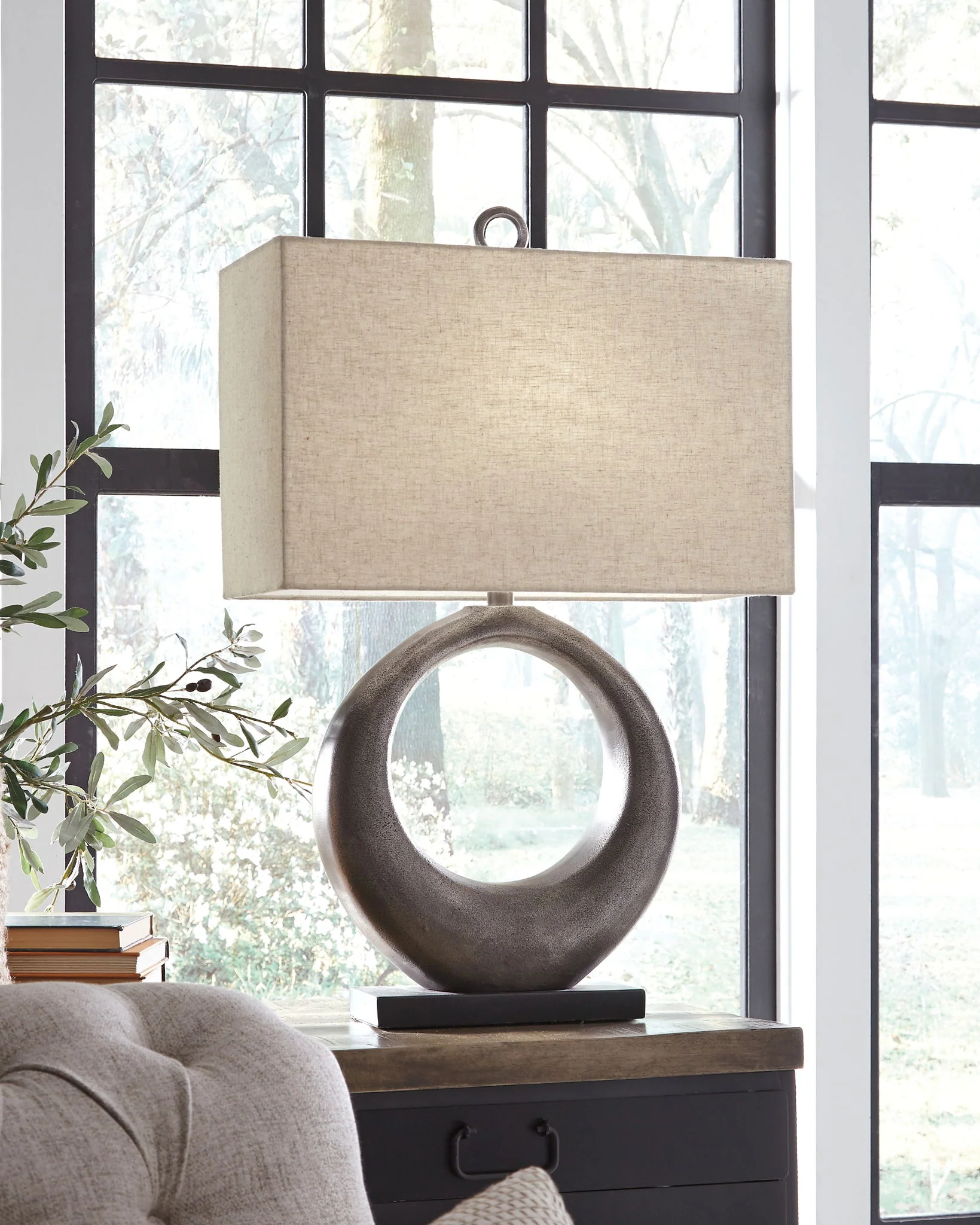 Saria - Metal Table Lamp  - Antique Silver Finish - Image 3