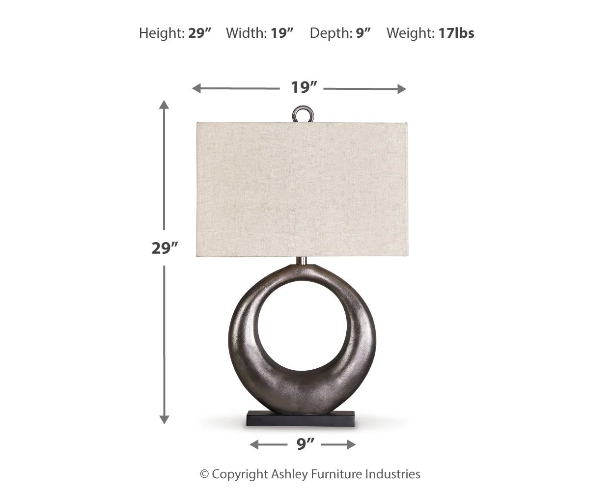 Saria - Metal Table Lamp  - Antique Silver Finish - Image 4