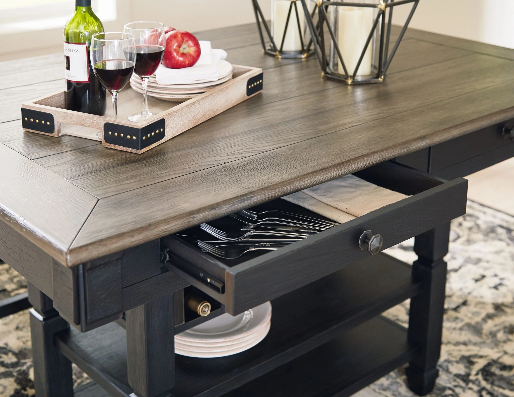 Tyler Creek - Rectangular Dining Room Counter Table - Black / Gray - Image 4